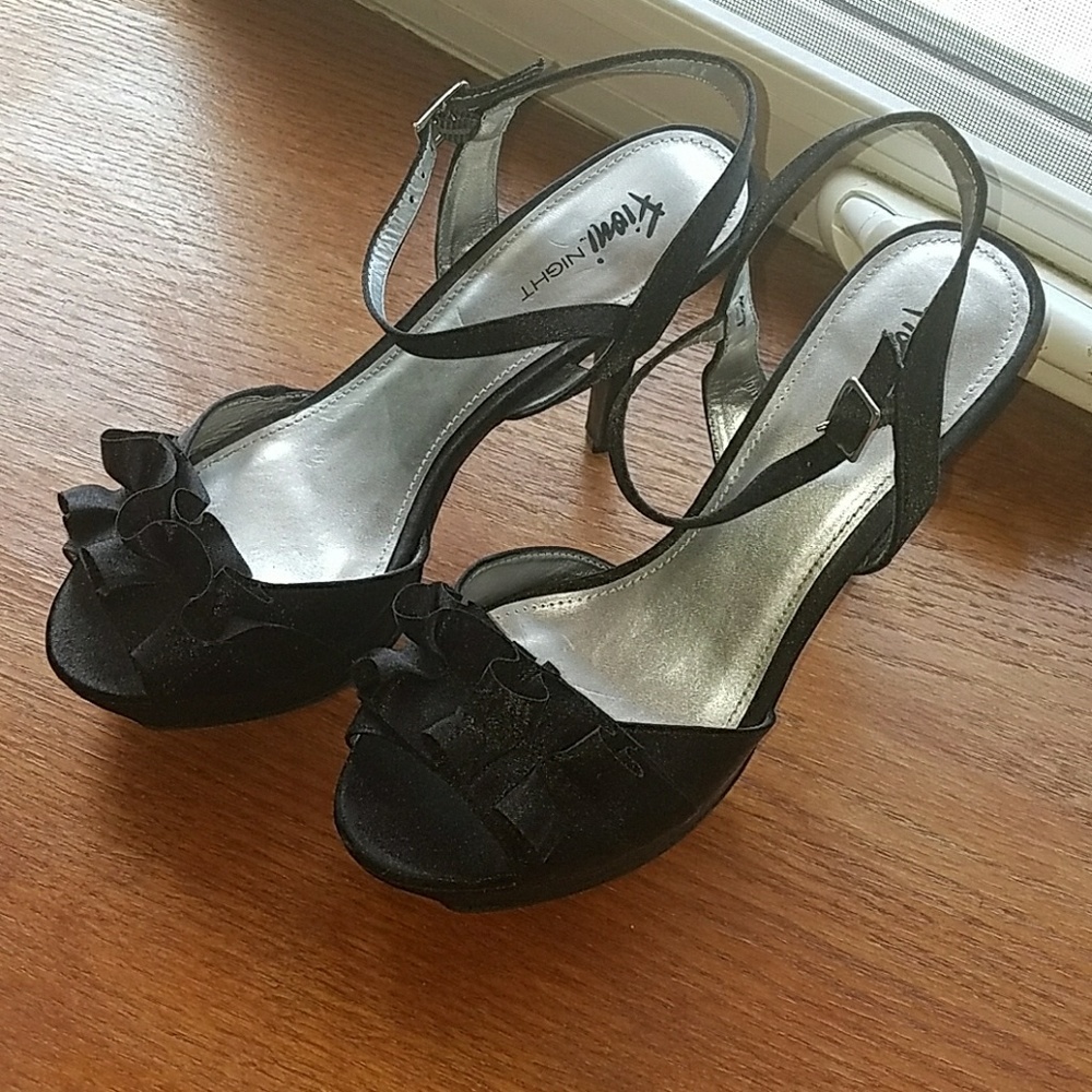 Satin black heels